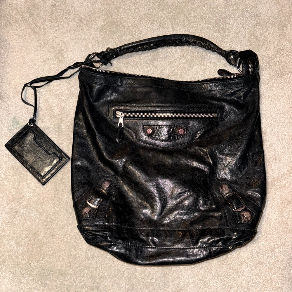 Balenciaga Black Leather Shoulder Bag